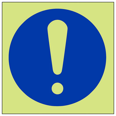 V Safety Exclamation Symbol Mandatory Logo Sign -Glow In Dark100X100mm (X3) from B&Q
