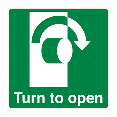 V Safety Turn To Open Clockwise Door SignRigid Plastic100X100mm (X3) from B&Q