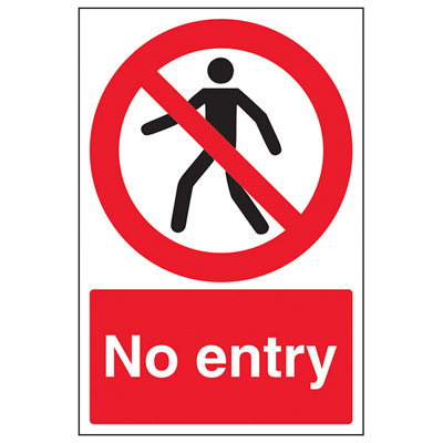 V Safety No Entry Pedestrian Prohibit Access Sign Rigid Plastic 200X300mm (X3) from B&Q