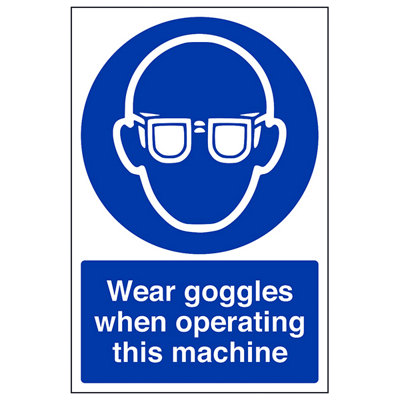 V Safety Wear Goggles Operating Machine Ppe SignRigid Plastic 200X300mm (X3) from B&Q