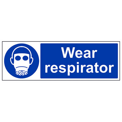 V Safety Wear Respirator Mandatory Ppe SignAdhesive Vinyl300X100mm (X3) from B&Q