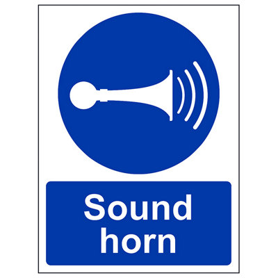 V Safety Sound Horn Warning Mandatory SignRigid Plastic200X300mm (X3) from B&Q