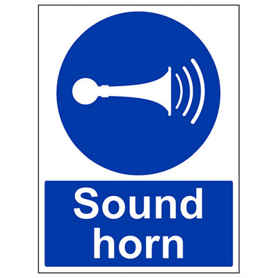 V Safety Sound Horn Warning Mandatory SignRigid Plastic300X400mm (X3) from B&Q