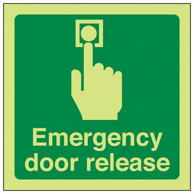 V Safety Emergency Door Release Safety SignGlow In The Dark100X100mm (X3) from B&Q