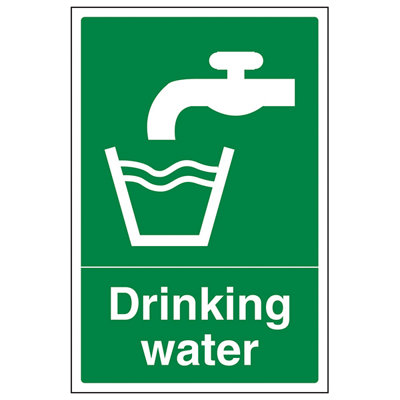 V Safety Drinking Water Hygiene Safety SignRigid Plastic200X300mm (X3) from B&Q