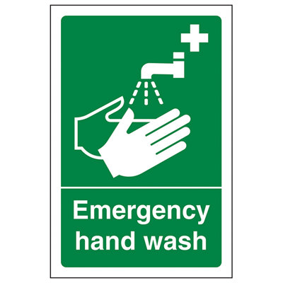 V Safety Emergency Hand Wash Hygiene SignRigid Plastic100X150mm (X3) from B&Q