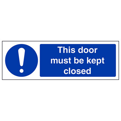 V Safety Door Must Be Kept Closed Safety SignAdhesive Vinyl300X100mm (X3) from B&Q