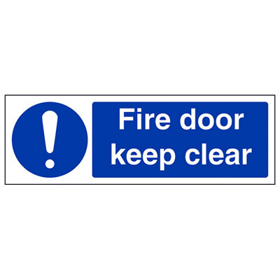 V Safety Fire Door Keep Clear Safety SignRigid Plastic300X100mm (X3) from B&Q