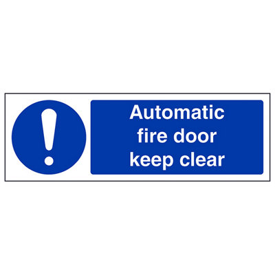 V Safety Automatic Fire Door Keep Clear SignRigid Plastic300X100mm (X3) from B&Q