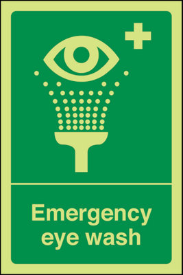 V Safety Emergency Eyewash Safe Condition SignGlow In Dark200X300mm (X3) from B&Q