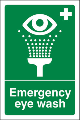 V Safety Emergency Eyewash Safe Condition SignRigid Plastic200X300mm (X3) from B&Q