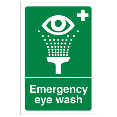 V Safety Emergency Eyewash Safe Condition SignAdhesive Vinyl 200X300mm (X3) from B&Q