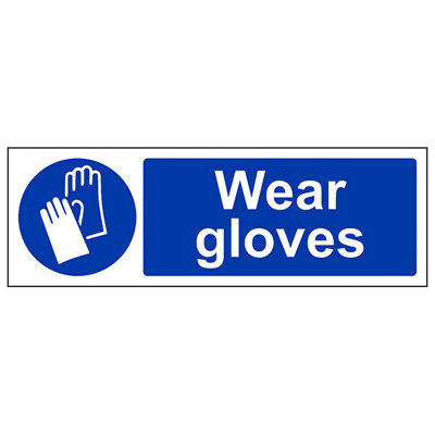 V Safety Wear Gloves Mandatory Ppe Safety SignRigid Plastic300X100mm (X3) from B&Q