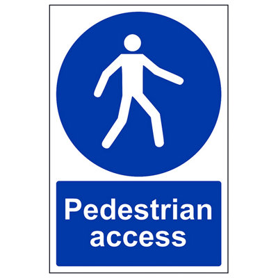 V Safety Pedestrian Access Public Safety SignRigid Plastic300X400mm (X3) from B&Q