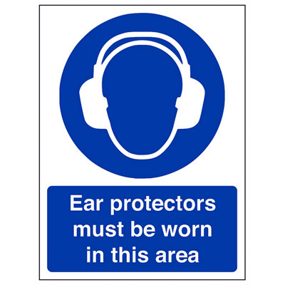 V Safety Ear Protectors Must Be Worn In This Area Ppe SignRigid Plastic300X400mm (X3) from B&Q