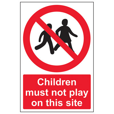 V Safety Children Must Not Play On Site Prohibited Access SignRigid Plastic300X400mm (X3) from B&Q