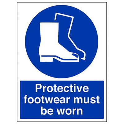 V Safety Protective Footwear Must Be Worn Ppe Safety SignAdhesive Vinyl300X400mm (X3) from B&Q