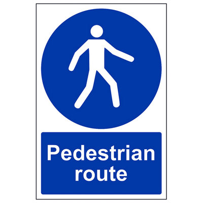 V Safety Pedestrian Route Public Safety SignAdhesive Vinyl200X300mm (X3) from B&Q