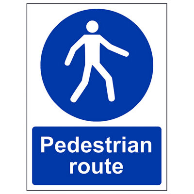 V Safety Pedestrian Route Public Safety SignAdhesive Vinyl300X400mm (X3) from B&Q