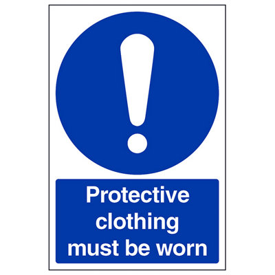 V Safety Protective Clothing Must Be Worn Safety SignRigid Plastic150X200mm (X3) from B&Q