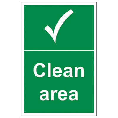 V Safety Clean Area Safe Condition General SignAdhesive Vinyl200X300mm (X3) from B&Q