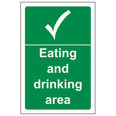 V Safety Eating And Drinking Area Notice SignAdhesive Vinyl200X300mm (X3) from B&Q
