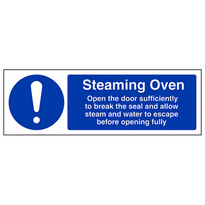 V Safety Steaming Oven Catering Safety SignAdhesive Vinyl300X100mm (X3) from B&Q