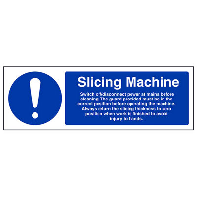 V Safety Slicing Machine Safety Catering SignAdhesive Vinyl300X100mm (X3) from B&Q