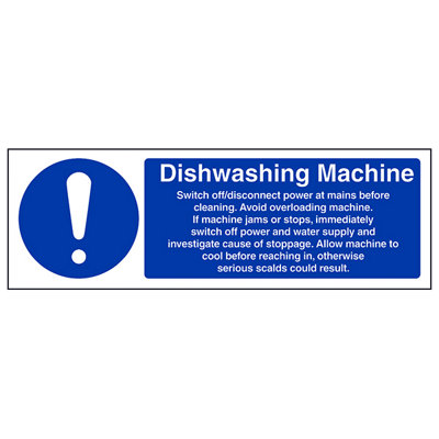 V Safety Diswashing Machine Catering Safety SignRigid Plastic300X100mm (X3) from B&Q