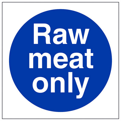 V Safety Raw Meat Only Mandatory Catering SignRigid Plastic100X100mm (X3) from B&Q