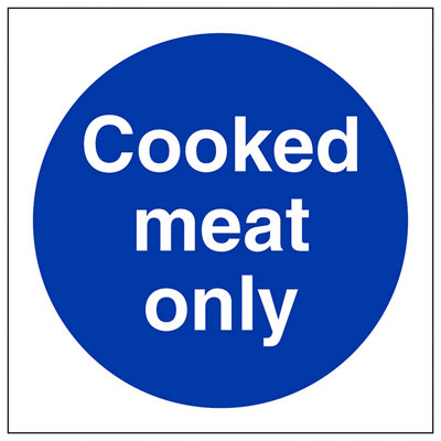 V Safety Cooked Meats Only Mandatory Catering SignAdhesive Vinyl100X100mm (X3) from B&Q