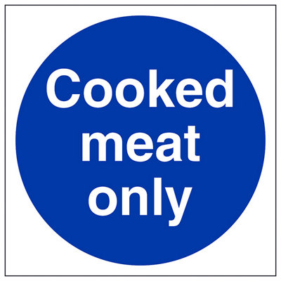 V Safety Cooked Meats Only Mandatory Catering SignAdhesive Vinyl200X200mm (X3) from B&Q