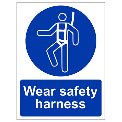 V Safety Wear Safety Harness Mandatory Ppe SignRigid Plastic200X300mm (X3) from B&Q