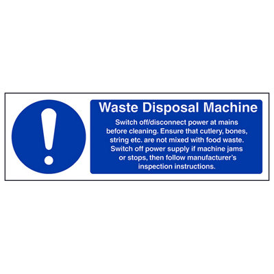 V Safety Waste Disposal Machine Catering SignRigid Plastic300X100mm (X3) from B&Q