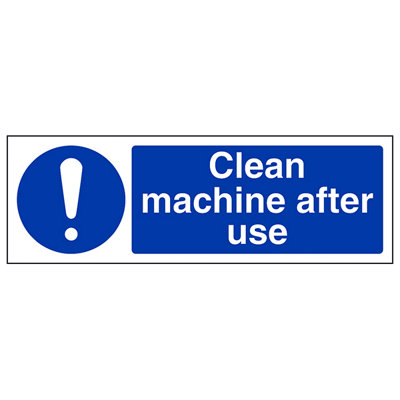 V Safety Clean Machine After Use Catering SignAdhesive Vinyl300X100mm (X3) from B&Q