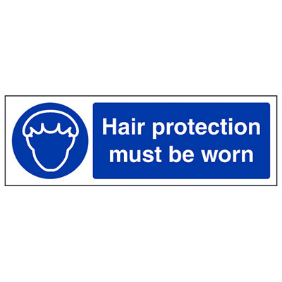 V Safety Hair Protection Must Be Worn Catering SignRigid Plastic300X100mm (X3) from B&Q