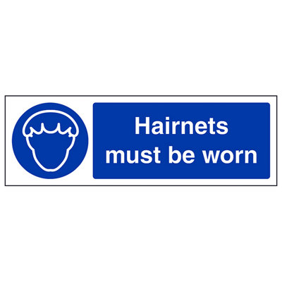 V Safety Hairnets Must Be Warn Catering SignAdhesive Vinyl300X100mm (X3) from B&Q