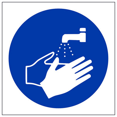 V Safety Wash Hands Logo Hygiene Catering SignRigid Plastic100X100mm (X3) from B&Q