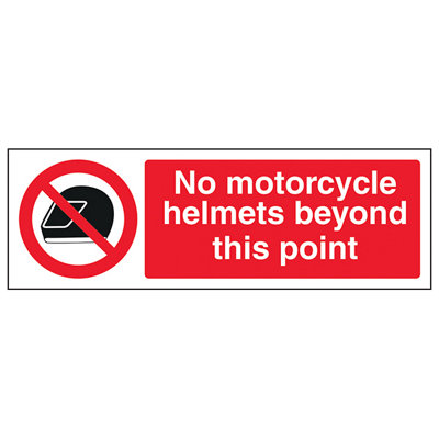 V Safety No Motorcycle Helmet Beyond This Point SignAdhesive Vinyl300X100mm (X3) from B&Q