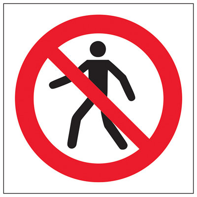 V Safety No Entry Logo Prohibited Access SignRigid Plastic100X100mm (X3) from B&Q