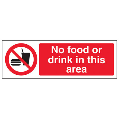 V Safety No Food Drink In This Area Hygiene SignRigid Plastic300X100mm (X3) from B&Q