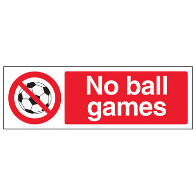 V Safety No Ball Games Public Prohibited SignAdhesive Vinyl300X100mm (X3) from B&Q