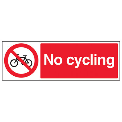 V Safety No Cycling Prohibited Public Safety SignRigid Plastic450X150mm (X3) from B&Q