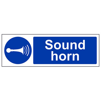 V Safety Sound Horn Road / Warehouse Safety SignAdhesive Vinyl300X100mm (X3) from B&Q