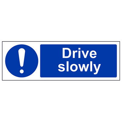 V Safety Drive Slowly Road / Warehouse Safety SignRigid Plastic300X100mm (X3) from B&Q
