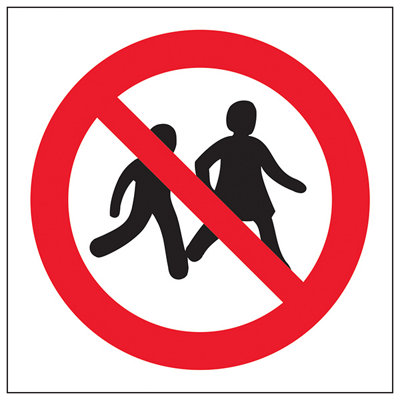 V Safety No Children Logo Prohibited Restricted Access SignRigid Plastic200X200mm (X3) from B&Q