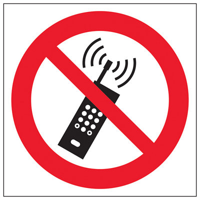 V Safety No Mobile Phones Logo Prohibited SignRigid Plastic200X200mm (X3) from B&Q