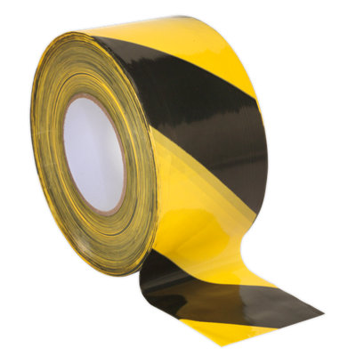 Sealey Hazard Warning Barrier Tape 80mm x 100m Black/Yellow Non-Adhesive BTBY - Image 14