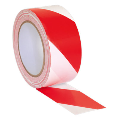 Sealey Hazard Warning Tape 50mm x 33mtr Red/White - Image 10