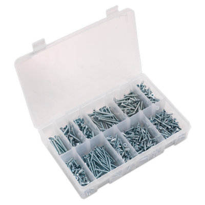 Sealey Self Tapping Screw Assorted 600 Pieces Countersunk Pozi Zinc Din 7982 from B&Q